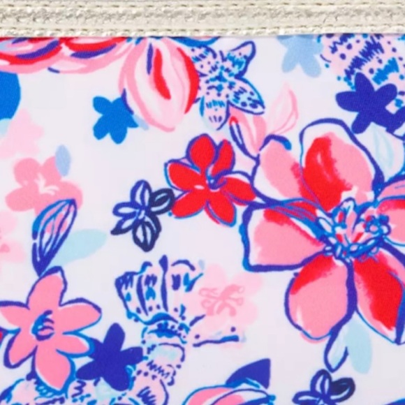 LILLY PULITZER Insulated Beach Bag Resort White Party Like Lobstar Gold Leather - Picture 6 of 7